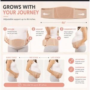 AZMED Maternity Belt Pregnancy Belly Band Back Support Adjustable Beige New